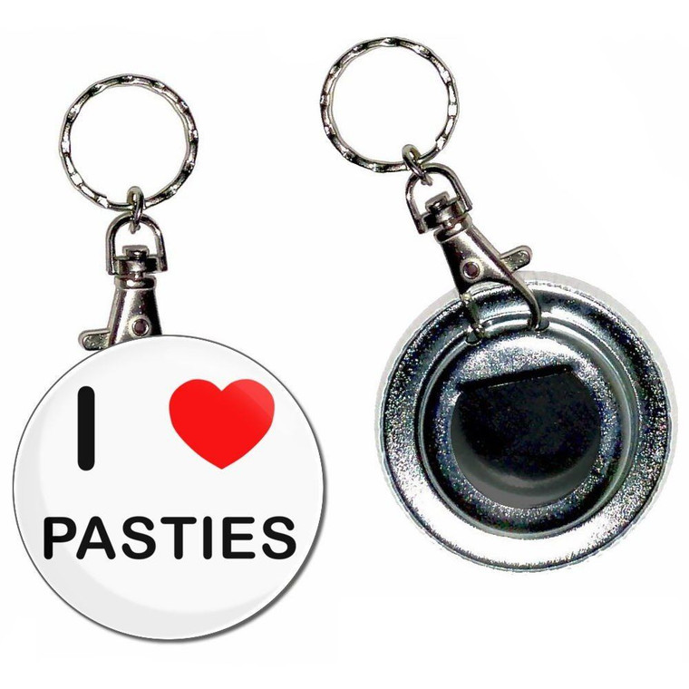 I Love Pasties - 55mm Button Badge Bottle Opener