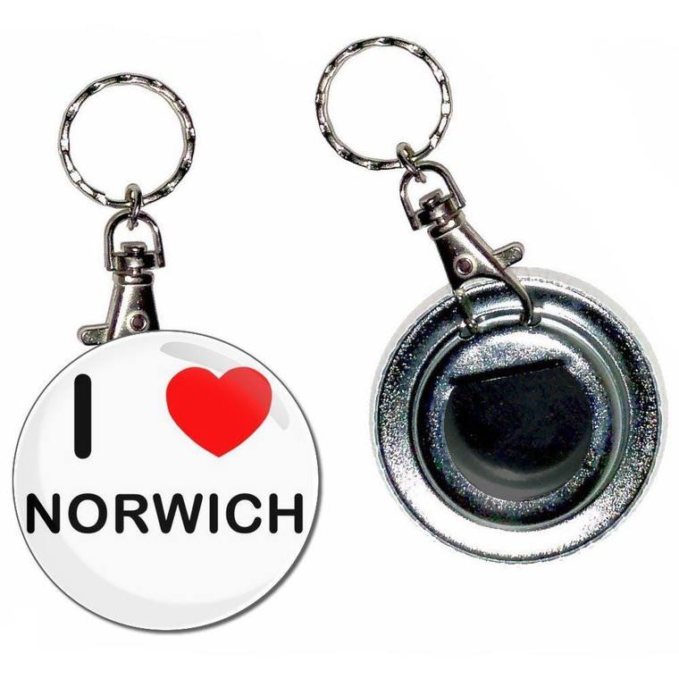 I Love Norwich - 55mm Button Badge Bottle Opener