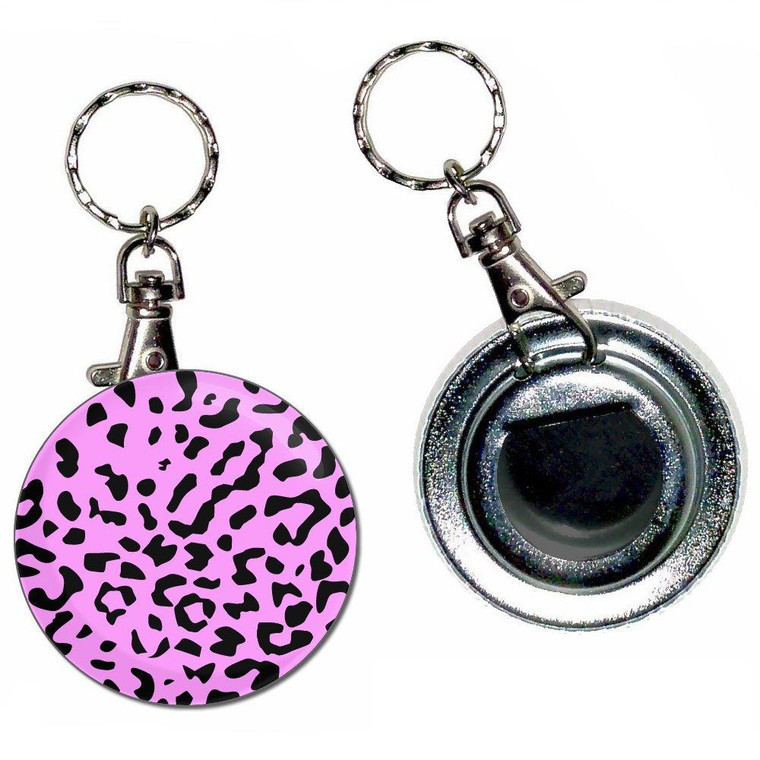 Pink Leopard Print - 55mm Button Badge Bottle Opener