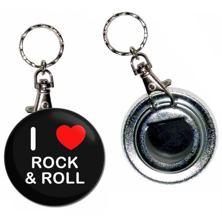 I Love Rock and Roll - 55mm Button Badge Bottle Opener