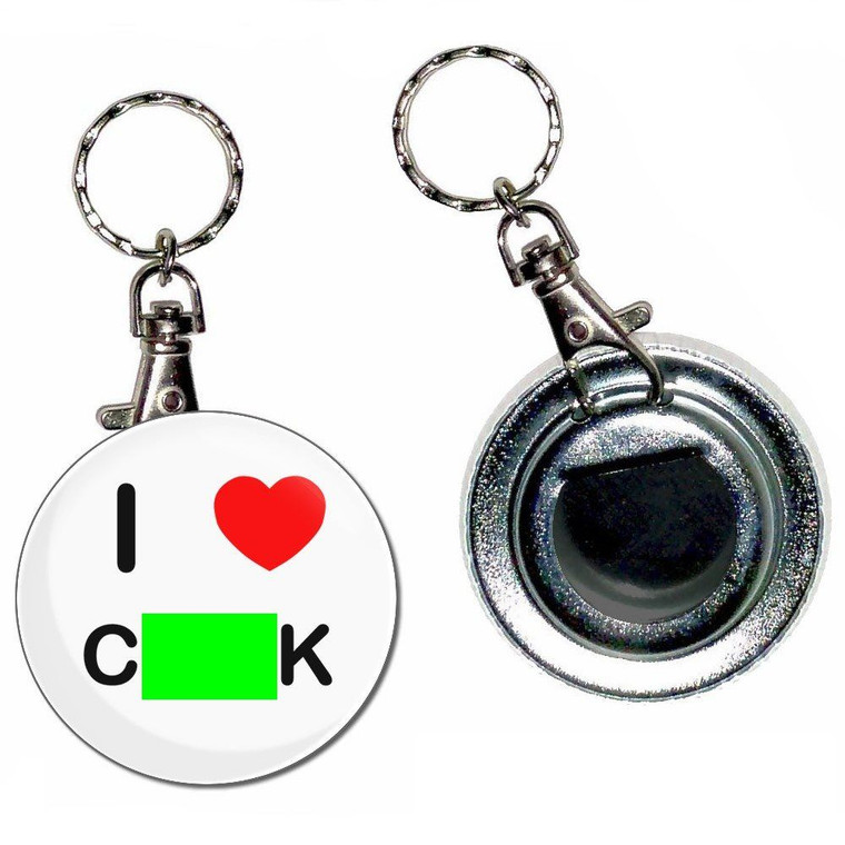 I Love Cock - 55mm Button Badge Bottle Opener