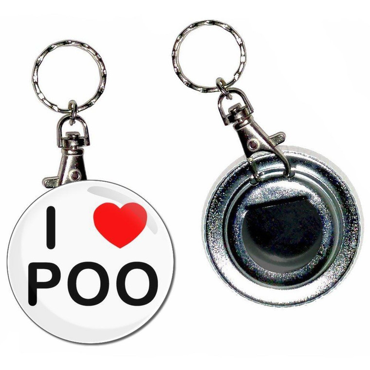 I love Poo - 55mm Button Badge Bottle Opener