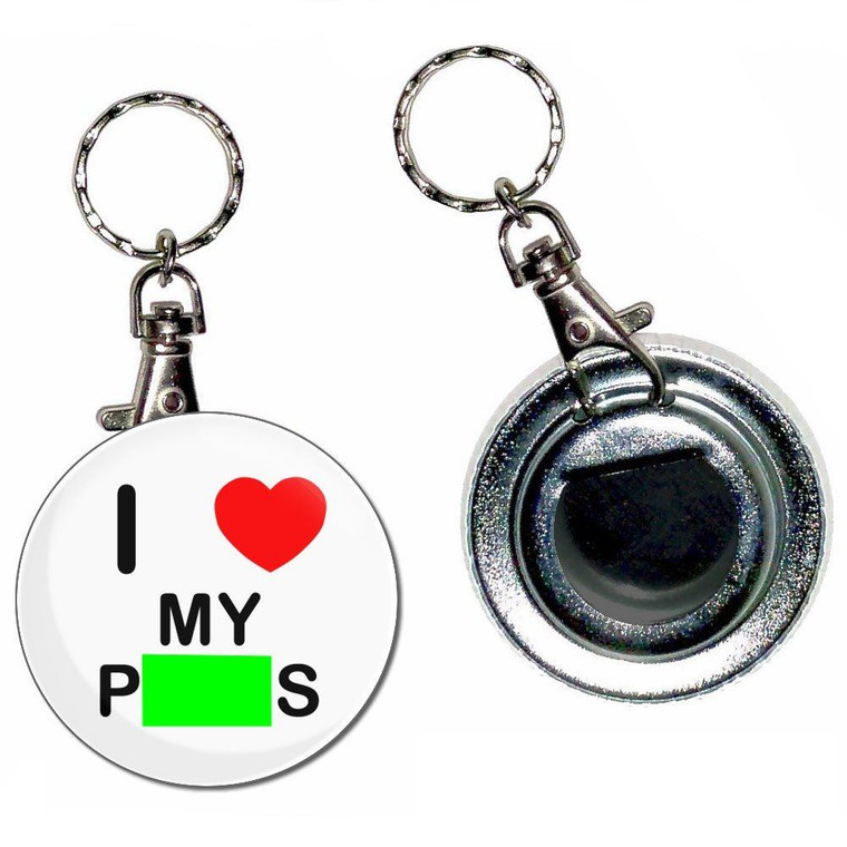 I Love My Penis - 55mm Button Badge Bottle Opener