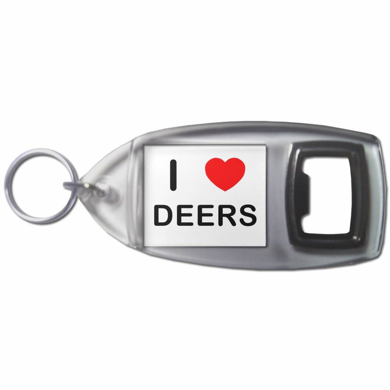 I Love Deers - Plastic Key Ring Bottle Opener