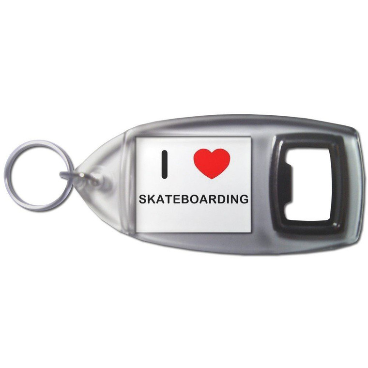I love Skateboarding - Plastic Key Ring Bottle Opener