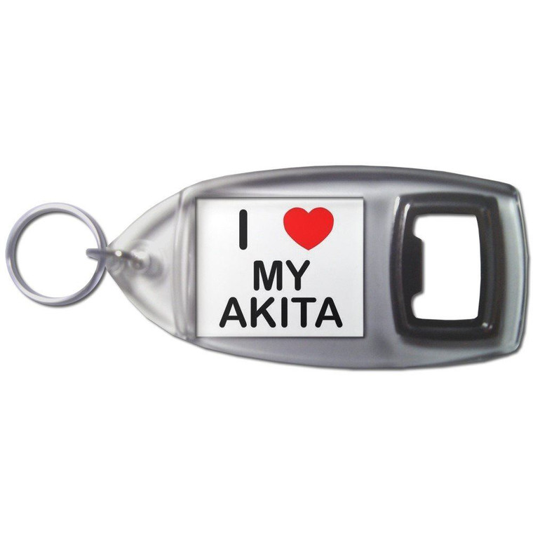 I Love My Akita - Plastic Key Ring Bottle Opener