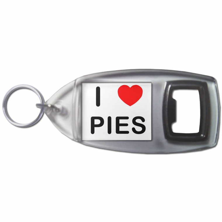 I Love Pies - Plastic Key Ring Bottle Opener
