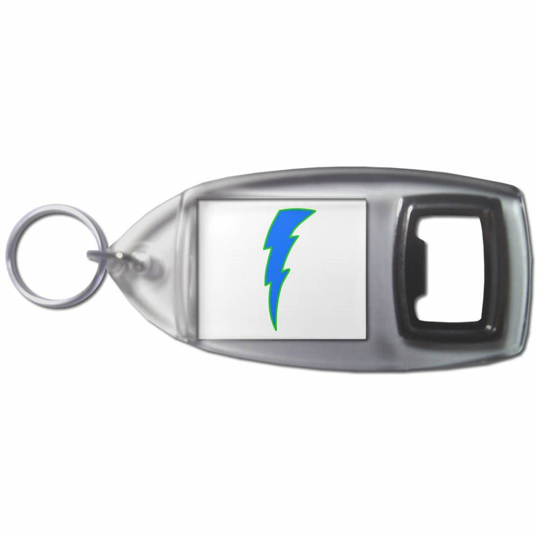 Lightning Bolt Blue - Plastic Key Ring Bottle Opener