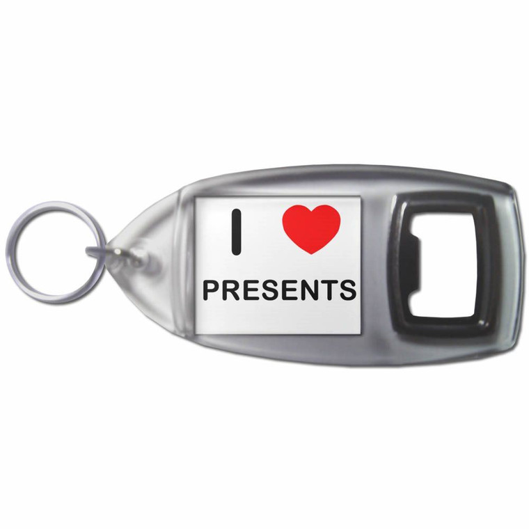 I Love Presents - Plastic Key Ring Bottle Opener