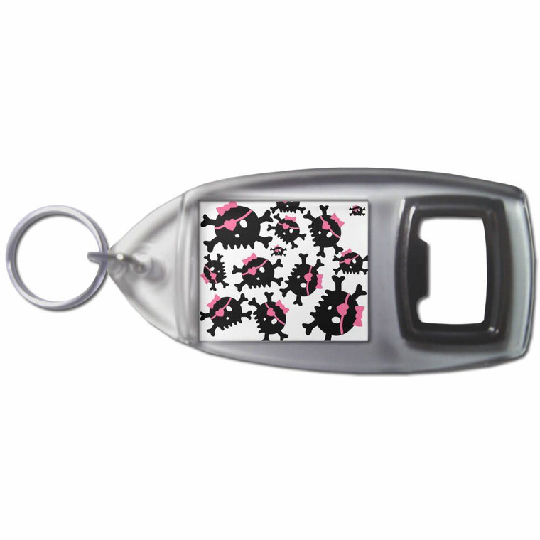 Skull Bow Pattern - Plastic Key Ring Bottle Opener