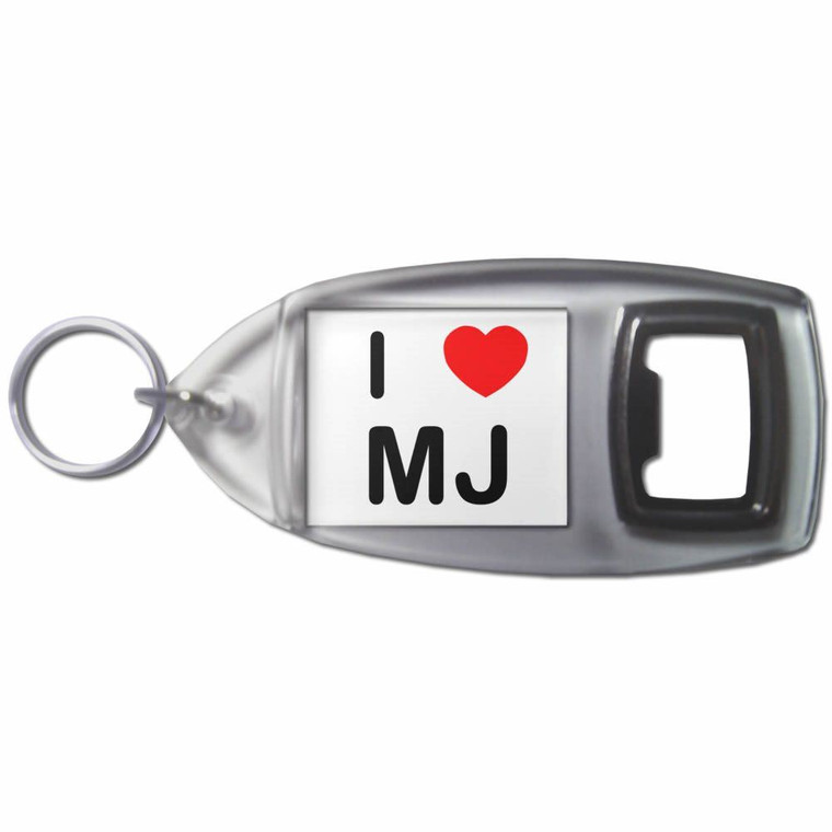 I Love MJ - Plastic Key Ring Bottle Opener