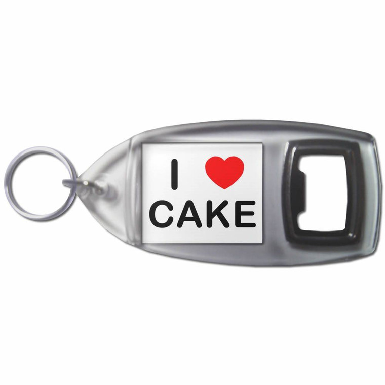 I Love Cake - Plastic Key Ring Bottle Opener