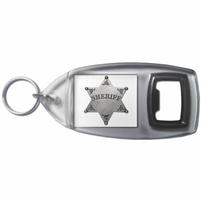 Sheriff Badge - Plastic Key Ring Bottle Opener