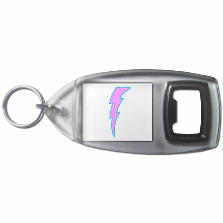 Lightning Bolt Pink - Plastic Key Ring Bottle Opener