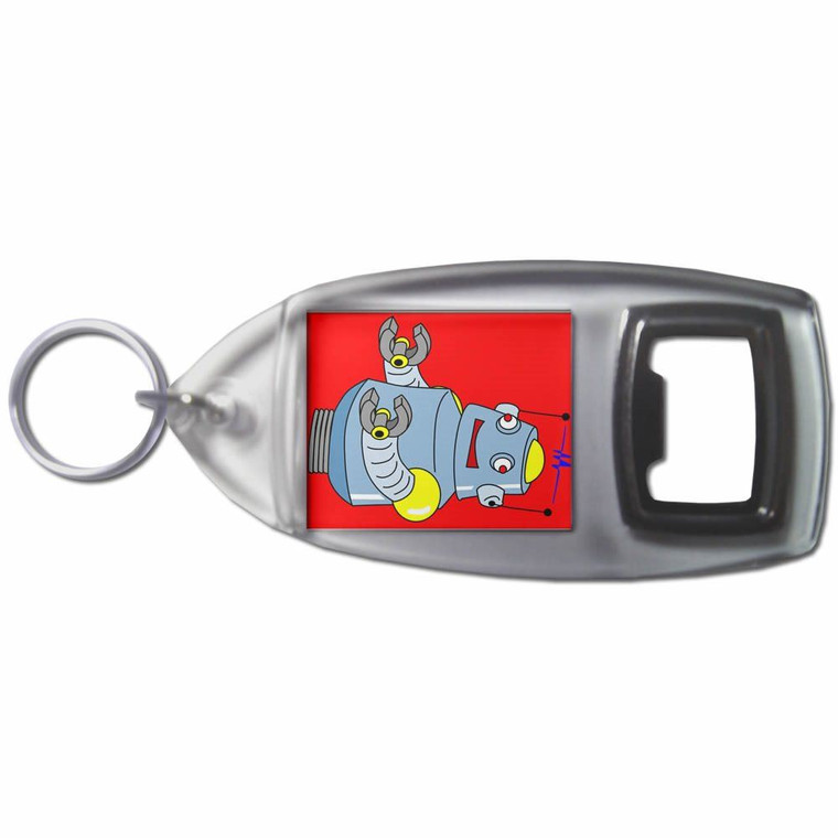 Red Boy Robot - Plastic Key Ring Bottle Opener