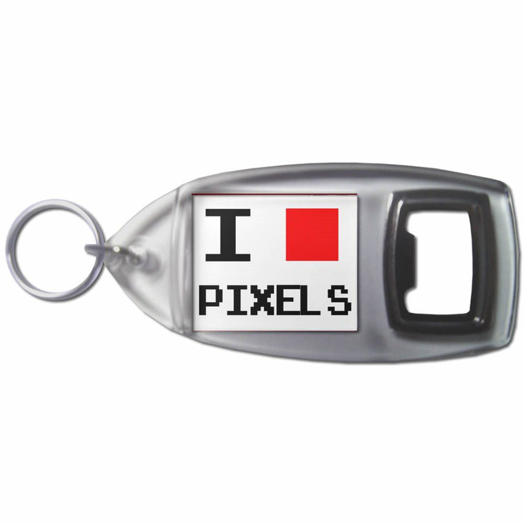 Pixel Love - Plastic Key Ring Bottle Opener