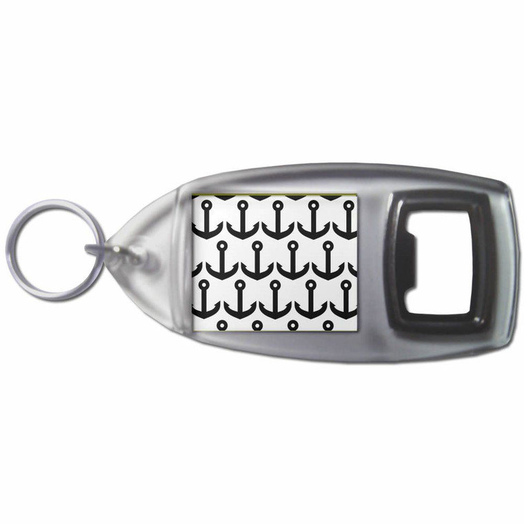 Anchor Black Pattern - Plastic Key Ring Bottle Opener