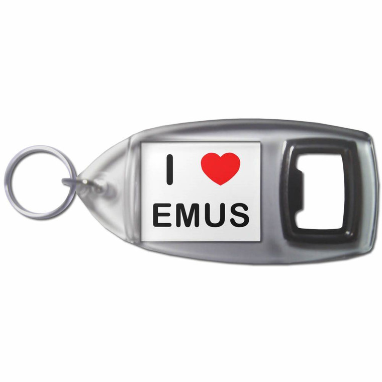 I Love Emus - Plastic Key Ring Bottle Opener