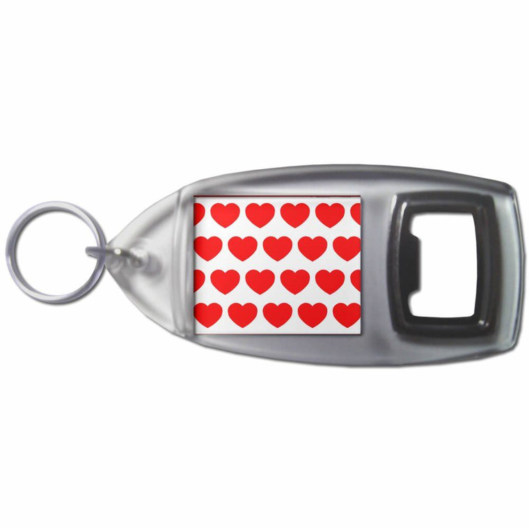 Heart Pattern - Plastic Key Ring Bottle Opener