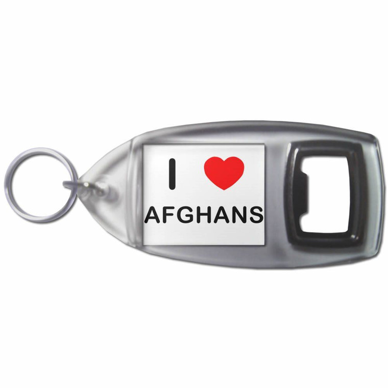 I Love Afghans - Plastic Key Ring Bottle Opener