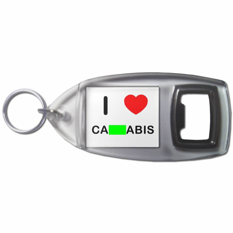 I Love Cannabis - Plastic Key Ring Bottle Opener