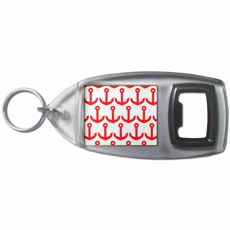 Anchor Red Pattern - Plastic Key Ring Bottle Opener