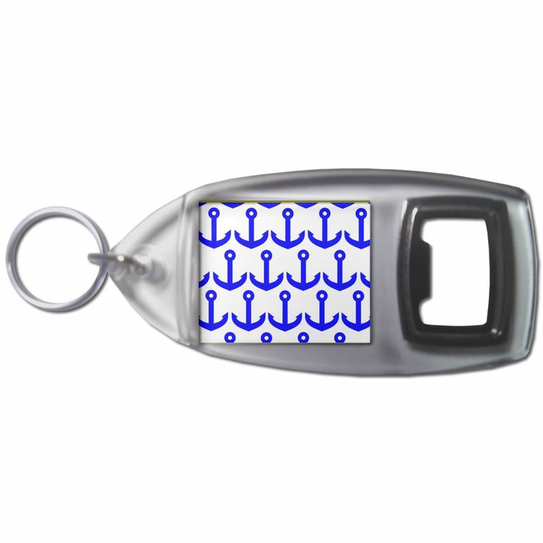Anchor Blue Pattern - Plastic Key Ring Bottle Opener