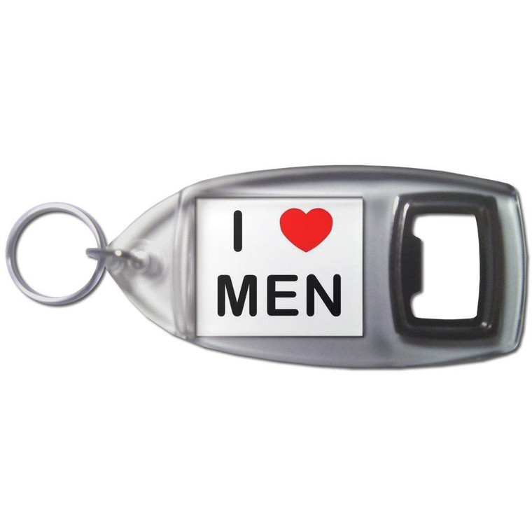 I love Men - Plastic Key Ring Bottle Opener
