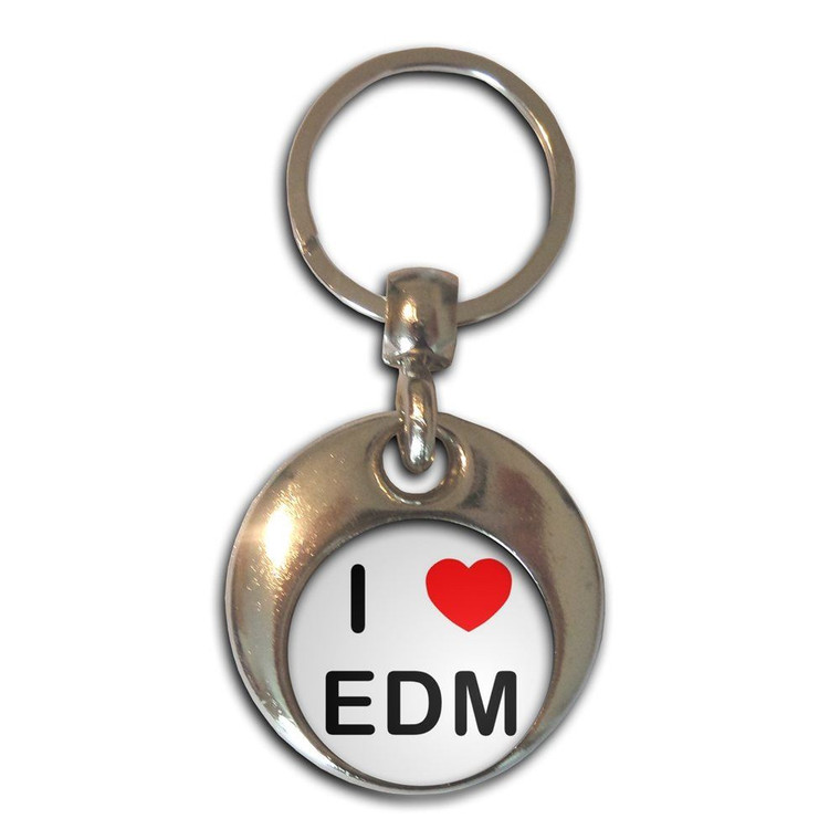 I love EDM - Round Metal Key Ring