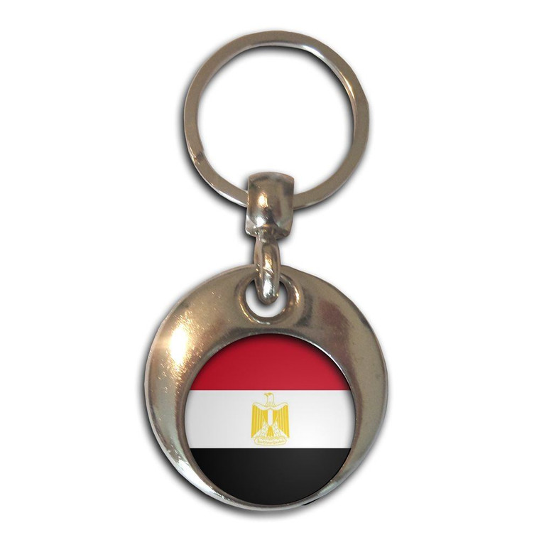 Egypt Flag - Round Metal Key Ring