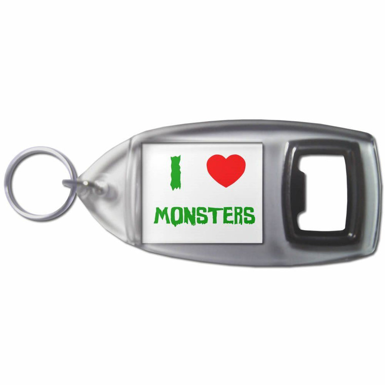 I Love Monsters - Plastic Key Ring Bottle Opener