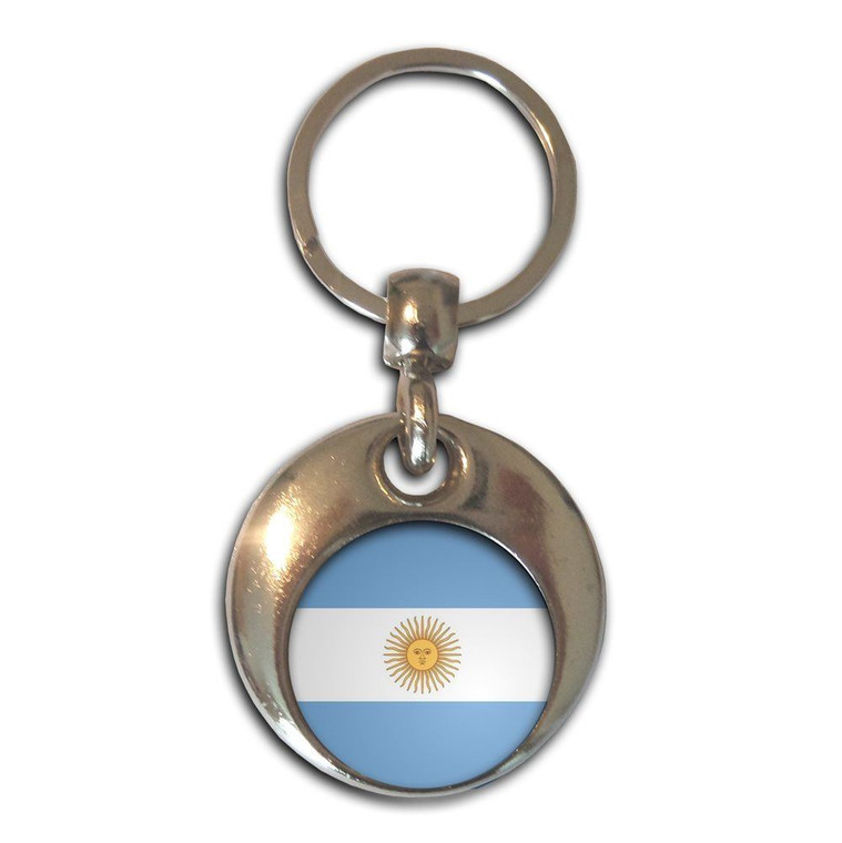 Argentina Flag - Round Metal Key Ring