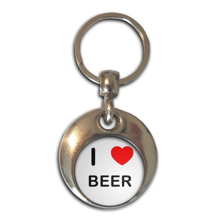 I Love Beer - Round Metal Key Ring