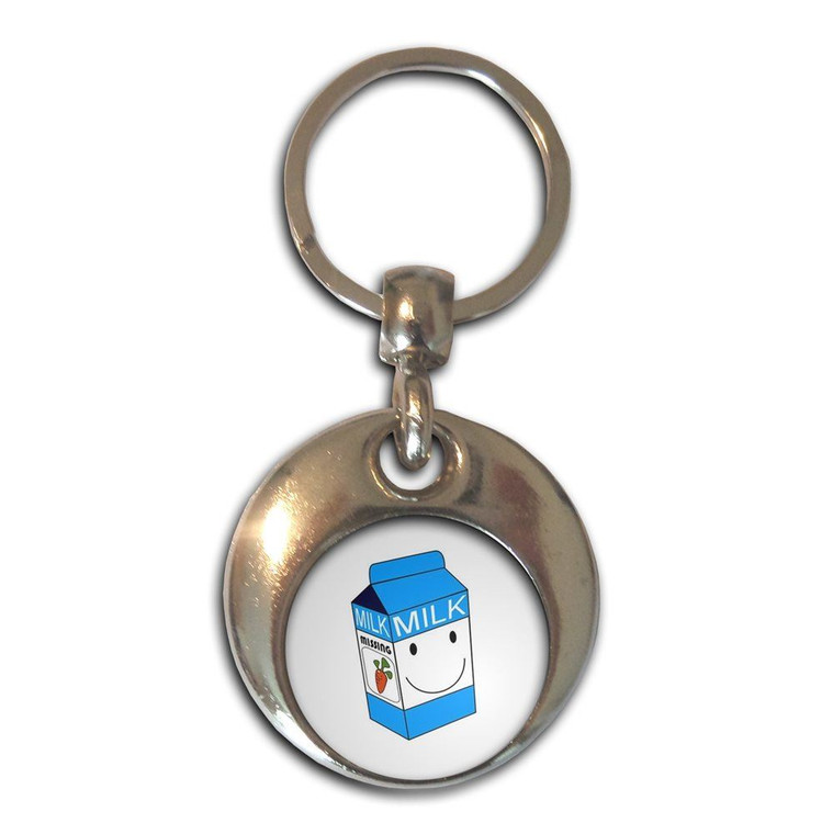 Milk Carton - Round Metal Key Ring