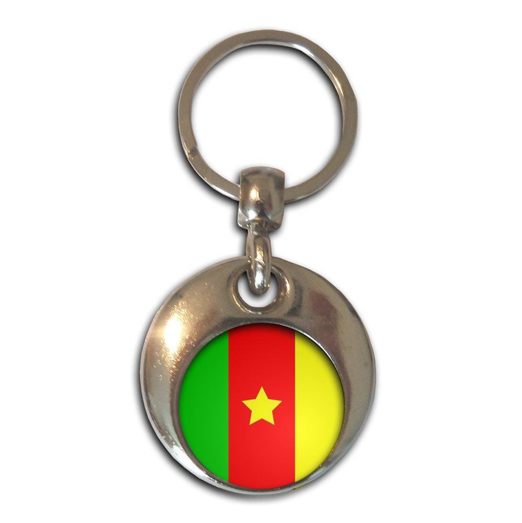 Cameroon Flag - Round Metal Key Ring