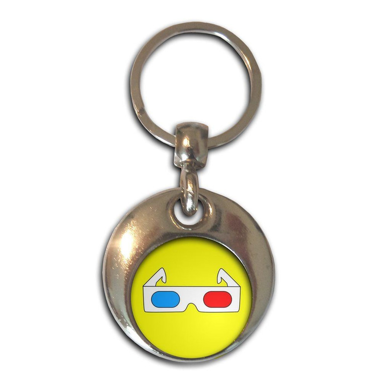 3D Glasses - Round Metal Key Ring