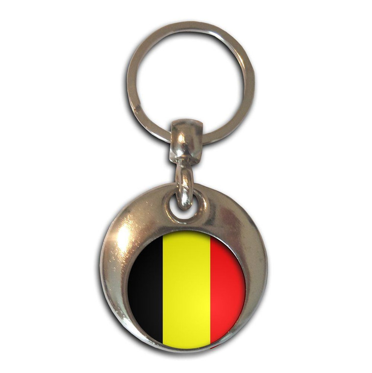 Belgium Flag - Round Metal Key Ring