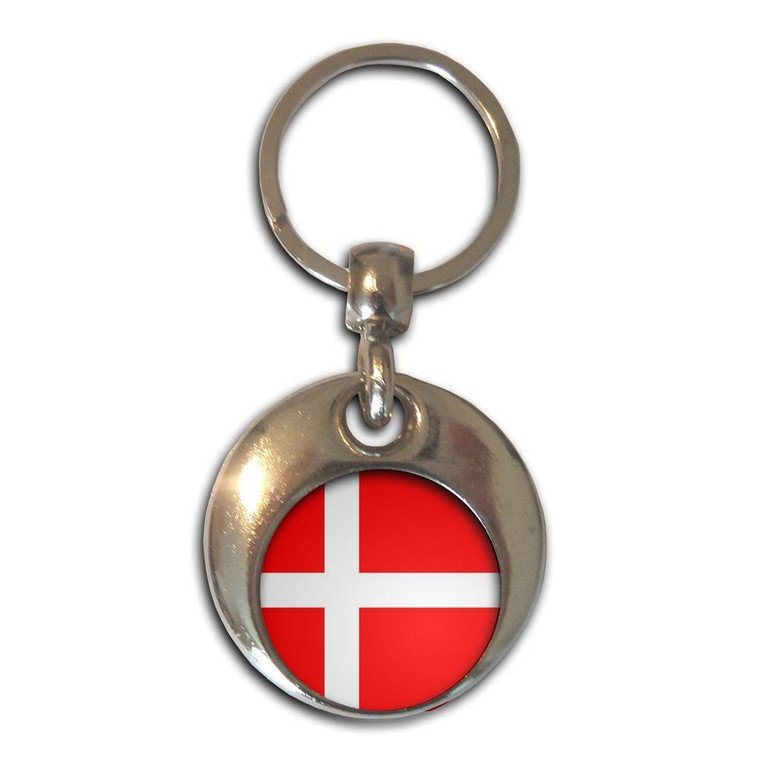Denmark Flag - Round Metal Key Ring