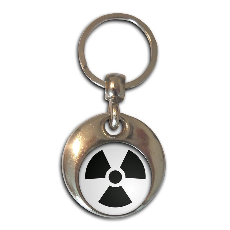 Black Nuclear Symbol - Round Metal Key Ring