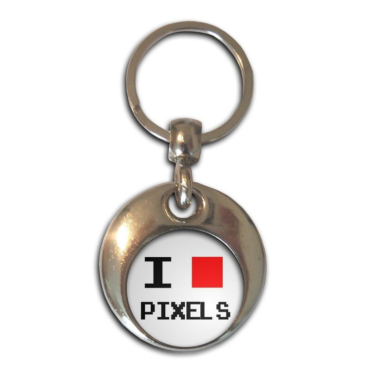 Pixel Love - Round Metal Key Ring