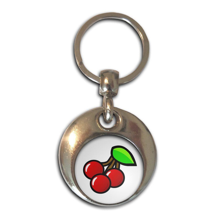 Fruit Machine Cherries - Round Metal Key Ring