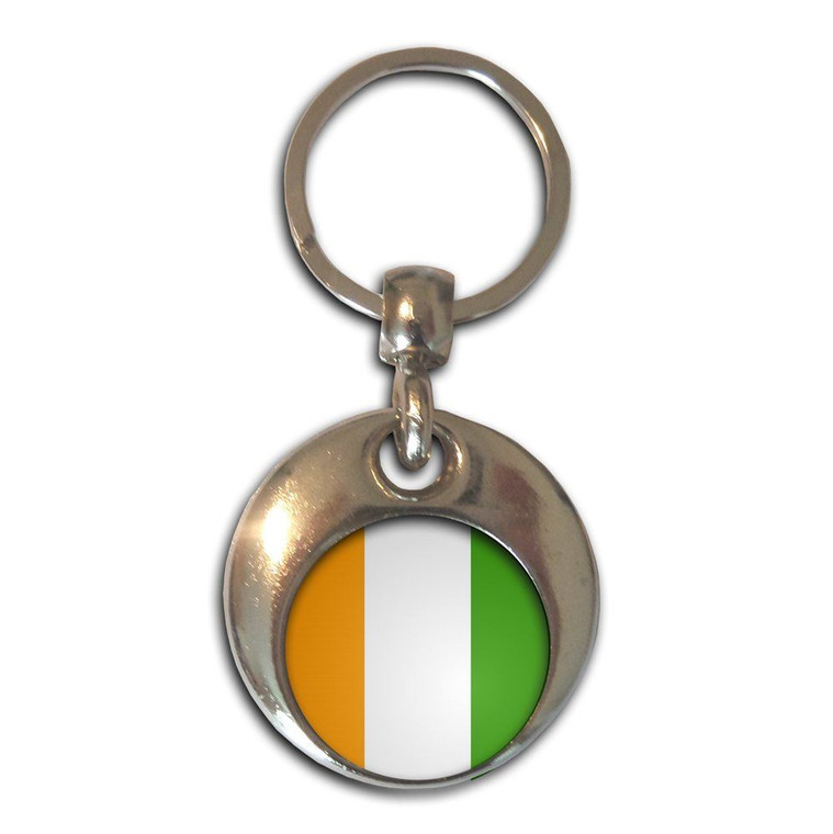 Ivory Coast Flag - Round Metal Key Ring
