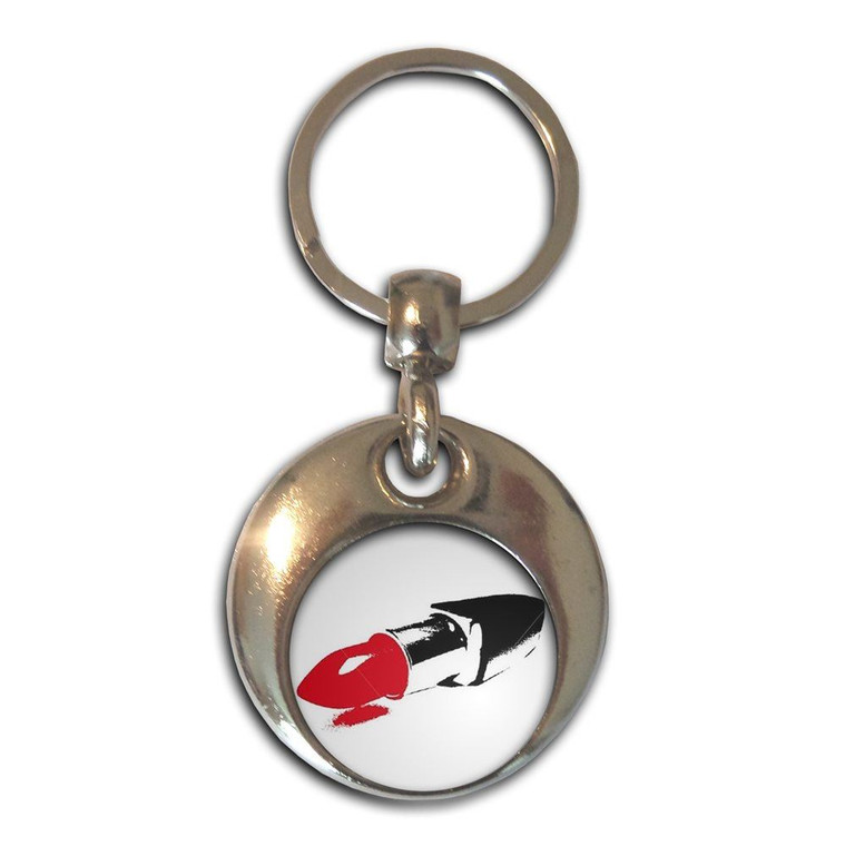 Lipstick - Round Metal Key Ring