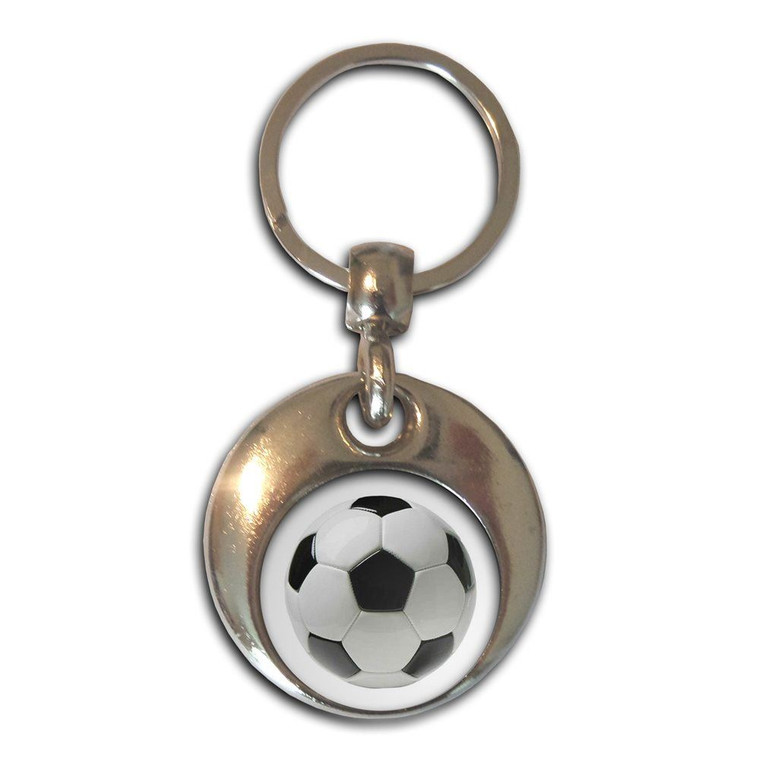 Football - Round Metal Key Ring