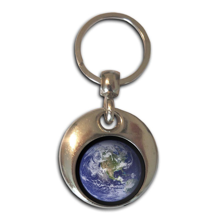 Earth - Round Metal Key Ring