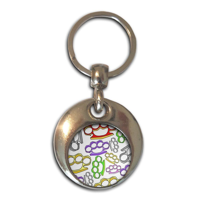 Knuckle Duster Pattern - Round Metal Key Ring