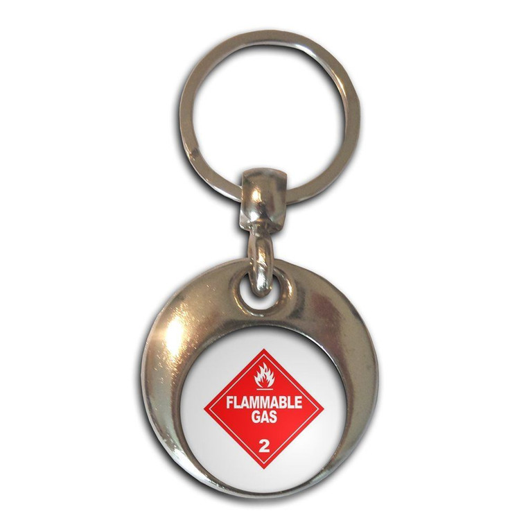 Flammable Gas - Round Metal Key Ring