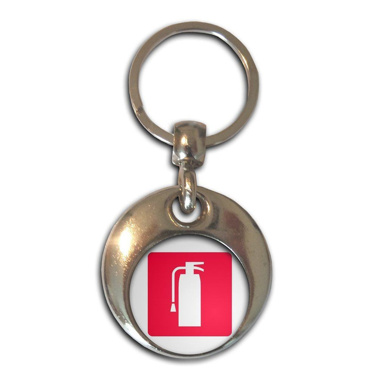 Fire Extinguisher - Round Metal Key Ring