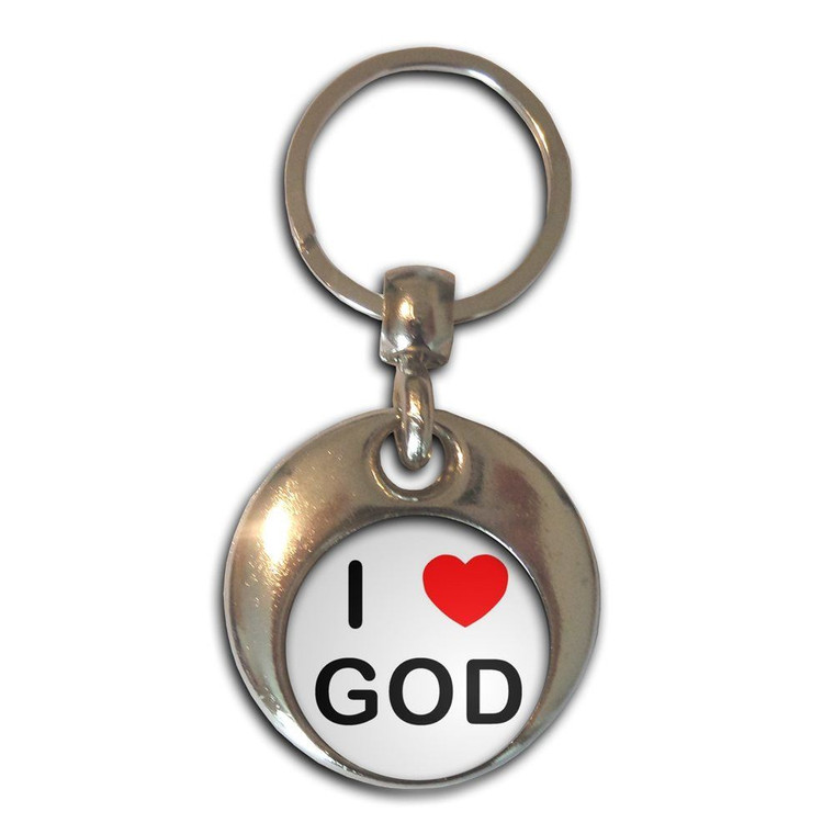 I love God - Round Metal Key Ring