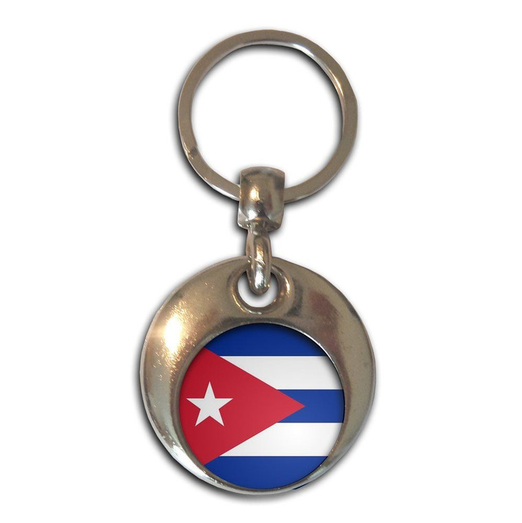 Cuba Flag - Round Metal Key Ring